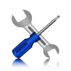 Screwdriver and wrench. Illustration on white background
