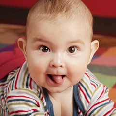 cute little boy portrait on colorful background