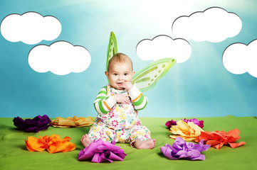 Obraz na płótnie Canvas cute little baby with butterfly costume