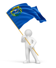 Man and flag of Nevada (clipping path included)