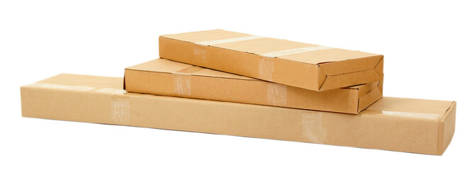 Different cardboard boxes isolated on white