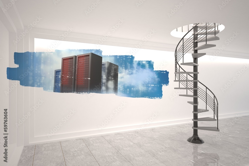 Aufkleber abstract screen in room showing server towers