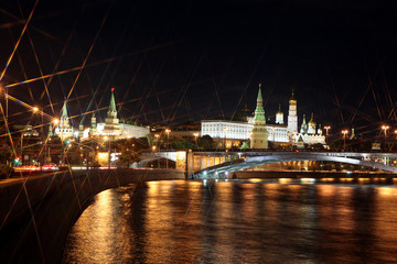 Fototapeta na wymiar Moscow Kremlin Palace with Churches, Moskva river and Big Stone