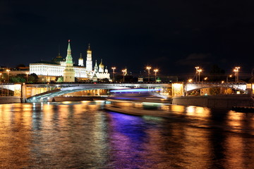 Fototapeta na wymiar Moscow Kremlin Palace with Churches, Moskva river and Big Stone