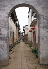 Empty street of an ancient town in Anhui province in China