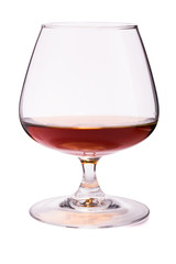 Glass of cognac isolated on white background