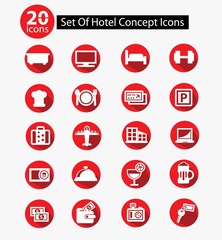 Hotel & Travel icons,Red version,vector