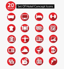 Hotel & Travel icons,Red version,vector