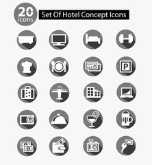 Hotel & Travel icons,Gray version,vector