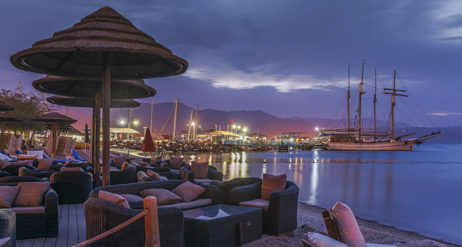 Central beach of Eilat at the early morning, Israel