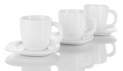 White cups isolated on white