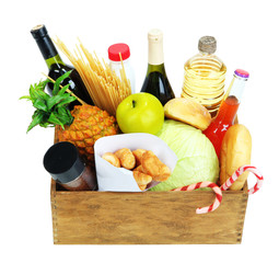 Box with products isolated on white