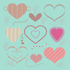 Bright romantic seamless pattern made of colorful hearts
