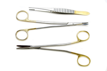 surgical instruments on white background