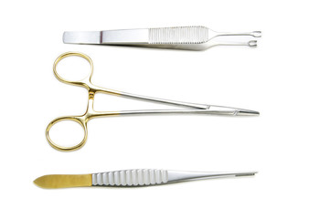 surgical instruments on white background
