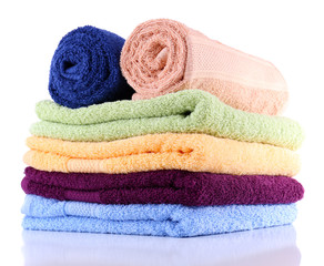 Colorful towels isolated on white