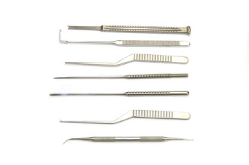 surgical instruments on white background