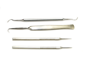 surgical instruments on white background
