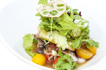 vegetable salad and seafood