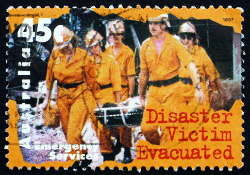 Postage stamp Australia 1997 Disaster Victim Evacuated