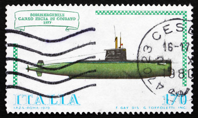 Postage stamp Italy 1979 Submarine Carlo Fecia