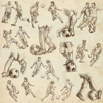 FOOTBALL - Soccer. Collection of an hand drawn illustrations