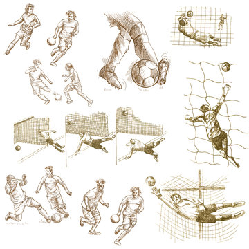 FOOTBALL - Soccer. Collection of an hand drawn illustrations