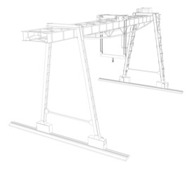 Gantry crane. Wire-frame. Vector format. Vector rendering of 3d