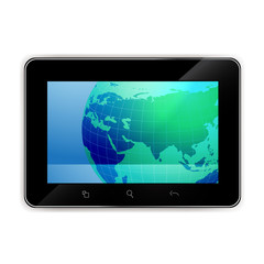 Tablet with world map