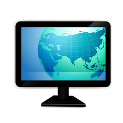 Computer monitor  with world map