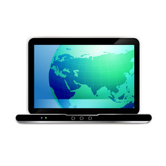 Laptop with world map