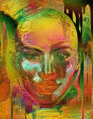 Metallic gold abstract of womans face