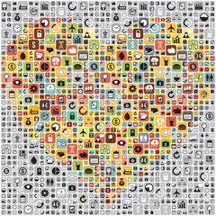 Infographics icon in heart. vector format