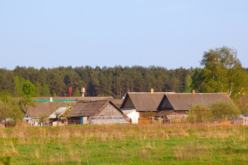 Fototapeta na wymiar Village in spring rural landscape