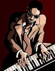 Poster Afro-Amerikaanse jazzpianist © Isaxar