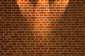 Red brick wall background with beams of light.