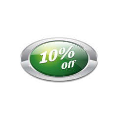 Shiny 10 Percent Off Green Icon Button