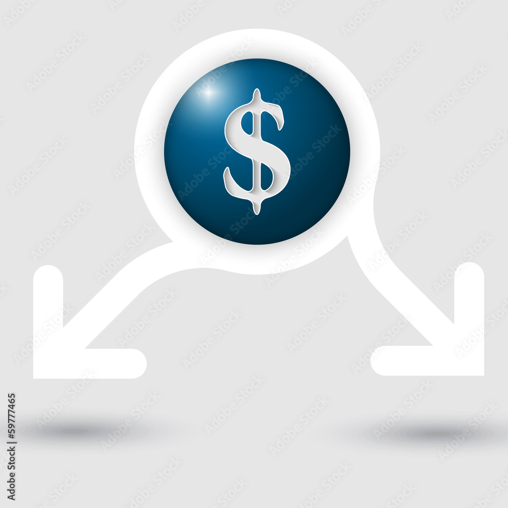 Poster abstract text frame with two arrows and dollar sign
