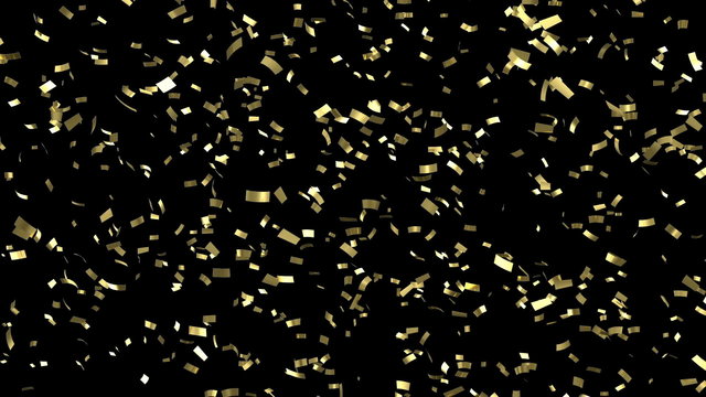 Falling Golden Confetti. Looping Animation with Alpha Channel