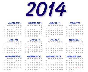 Kalender 2014 blau quer