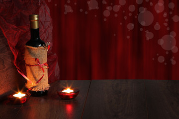 valentine background of wine and candle