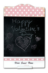 Valentines Day message on the classic black chalkboard