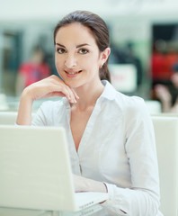 Businesswoman work on laptop