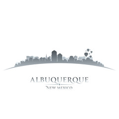 Albuquerque New Mexico city skyline silhouette white background