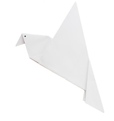 Origami white dove of peace isolated over white