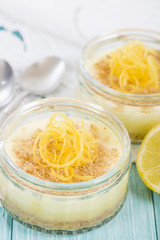 Lemon Cheesecake - Individual lemon cheesecakes in glass bowls