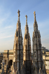 Fototapeta na wymiar Duomo di Milano roof statues , Italy