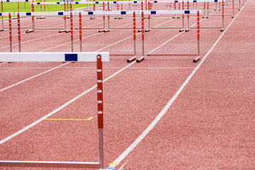 hurdles on the  running track