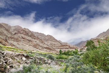 Bedding in sedimentary rocks in the mountains of Ladakh