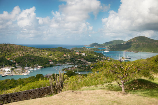 Falmouth bay - View from Dow Hill, Antigua, Caribbean
